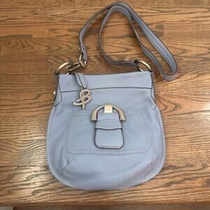 B. Makowsky Blue Pebbled Leather Crossbody Bag.